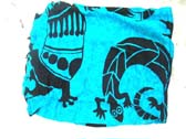 Poolside apparel factory dealer, Artisan crafted gecko design on light blue and black batik sarong