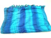 Tropical wear supplies online, wholesale Dark and light blue striped bali bali shawl with tasseled hem