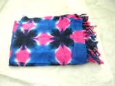 Unique apparel manufacturing exporter, crafted designer fashion sarong in pink, blue, and black tie dye design 