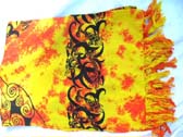 Vacation gift wear manufacturing outlet, Orange and yellow ties dye bali sarong with dolphin tribal art work