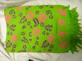 Spring flower and leaf pattern on lime green leisure wrap dress  from international sarong export distributor