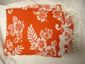 Indonesian pareo sarongs shopping warehouse, Hawaiian travel sarong with white hibiscus flowers on red