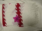 Aloha surf beach blanket sarong with red wave and hibiscus flower design from international gift sourcing catalog shop