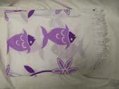 Purple exotic fish pattern on white indonesian beachwrap sarong import wholesale by tropical supply factory