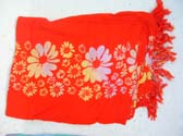 Red aloha fashion summer wrap around shawl with blue and yellow flower print  from sarong retail wholesale exchange