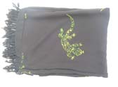 Casual wear garment wholesaler imports Trendy gecko design in tribal art fashion on black pareo wrap scarf 