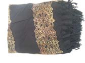 Designer womens travel wear warehouse store, Gold celtic band in knot design on black bali batik wrap sarong 