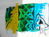 Celtic inspired fashion sarong skirt with knot and triqueta design from international beach wear export dealer