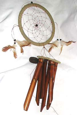 dreacatcher with bamboo wind chime wholesaler for origianl arts and crafts from tribal Bali, unique gift from Indonesia supply.