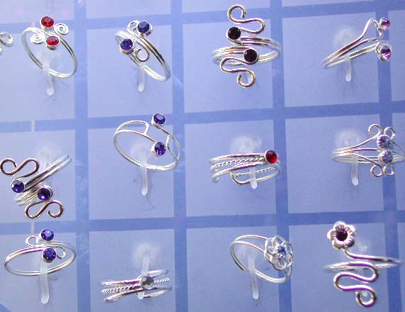 Handcrafted jewelry online catalog, 925. sterling silver in assorted pattern design toering with multi color cz stone embedded