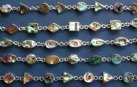 Wholesale bracelet with paua shell inlaid and solid 925 sterling silver setting