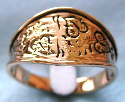 New age jewelry online manufacturers wholesale bronze ring with carved-in leaf pattern decor central widen design 