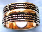  bronze wide band ring with carved-in double mini rope shape pattern decor around top and bottom