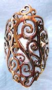  bronze ring with carved-out shield shape Celtic floral pattern decor at center