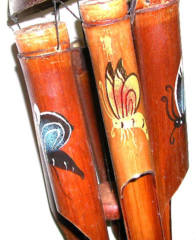 Wholesale wind chime - brown bamboo wind chime with assorted color butterflies.