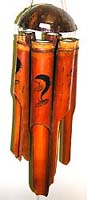 Dark brown bamboo wind chime with dolphin