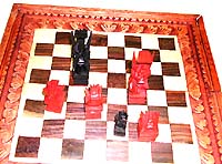 Wooden chess box set with chess table can be flipped to close