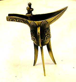 Art of FENG SHUI - metallic Chinese dynastic(San Guo) style wine cup with stand.