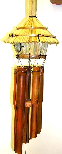Wholesale Windchime -Plain bamboo windchime with bird house on top