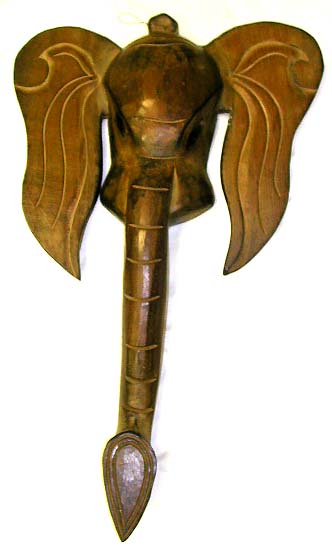 elephant mask, good luck elephant wood scrulpture 