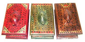 Wooden jewelry-assorted color wooden box with turtle on top