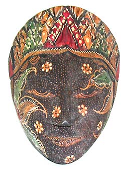 Art asian fantasy - native girl mask with assorted design  and color on face and forehead