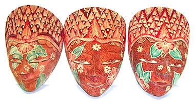 Striking Batik mask of velvety finish - decorated with traditional Batik process with assorted desgin flowers on face 