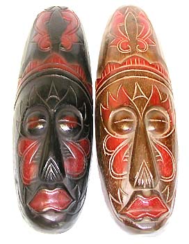 Home decoration, wall hanging accessories - assorted color long mask with red paint on chins, mouth, and forehead