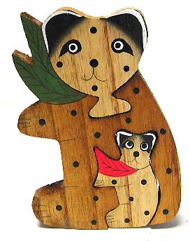 Online gift - color painted wooden puzzle of panda