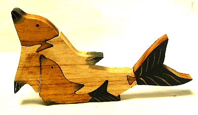 Kids table decoration - color painted wooden fish puzzle