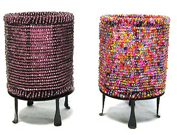 Wholesale candle accessories - assorted color beaded candle holder with stand 