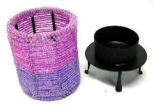 Wholesale candle accessories - assorted color beaded candle holder with stand 