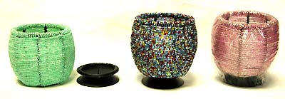 Home accessories - assorted color beaded candle holder with iron stand