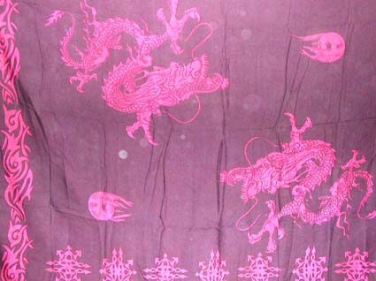 Sarong Store wholesale Swimsuit Coverups -Double purple dragon design on Batik sarong wrap