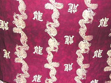 Dragon Chinese Letter Writing Sarong Wrap Garment  -oriental golden dragon pattern design red rayon 