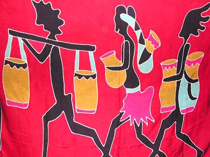 Batik sarong,summer dress - Red background color motif assorted tribal figure design Batik rayon sarong 