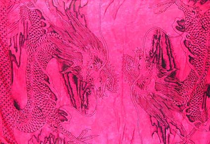 wholesale swimwear, beach sarong wrap -Black double dragons in pinky smoke design Batik sarong 
