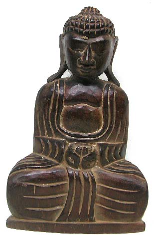 Fashion home deocr - dark green wood carving Indonesian Guan Yin statue 