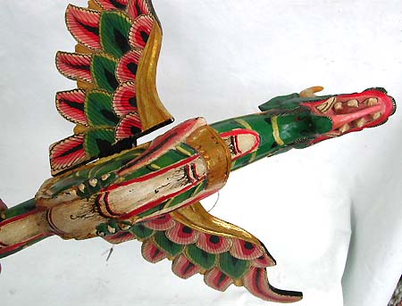 Mystic creature fashion home decor - color painted wooden flying dragon