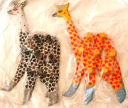 Unique accessory for animal lover - assorted color wooden giraffe hook