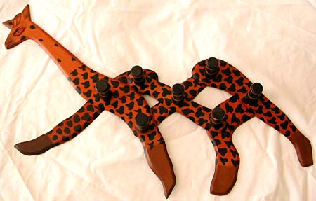 Unique accessory for animal lover - assorted color wooden giraffe hook