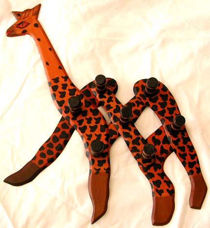 Unique accessory for animal lover - assorted color wooden giraffe hook