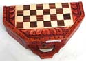 Basket pattern design wooden chess box set with chess table can be flipped to close 