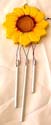 Wood carving sun flower pattern design fashion windchime with 3 metal pipes