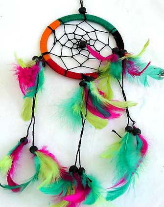 Bali arts and accessory wholesale gift source supply multi color single circle feather dream catcher 