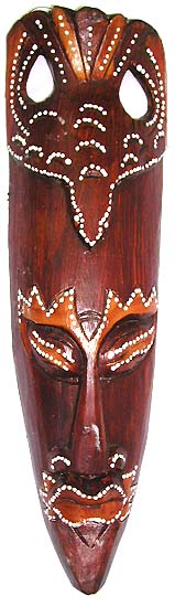 Wholesale Bali handicraft - Brown gecko top wooden mask with decor on eyes and lips 