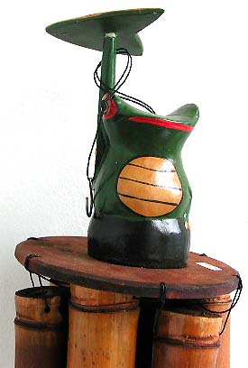 Garden decoration supplier wholesale wood frog bamboo windchime wind bells
