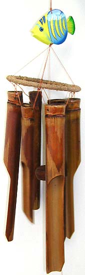 Gift accessory wholesale - tropical fish top bamboo wind chime as home garden giftware