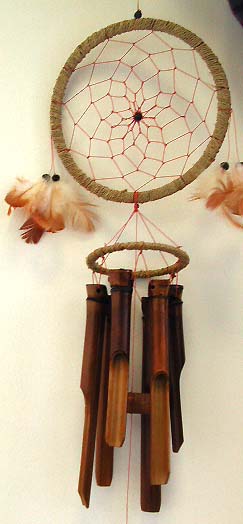 Meditation windchimes with dream catch and bamboo chimes 