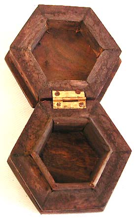 wholesale Jewelry box and wooden ornament - Octagonal deep brown wooden box with carved pattern design on top